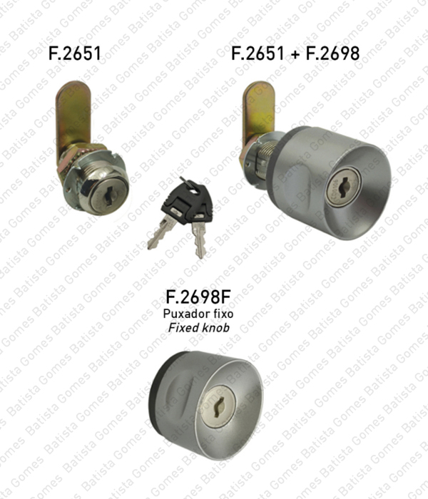 Fechadura com patilha com cilindro amov�vel + puxador para arm�rios